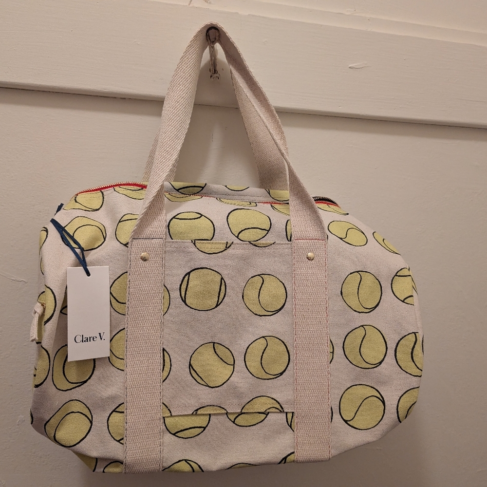 Clare V. Tennis Balls Canvas Duffle Bag